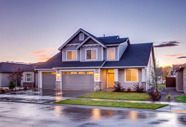 house, garage, driveway, architecture, building, property, home, residential, suburb, real estate, exterior, facade, house exterior, home exterior, street, neighborhood street, res. Real Estate Email Marketing Guide for Teams