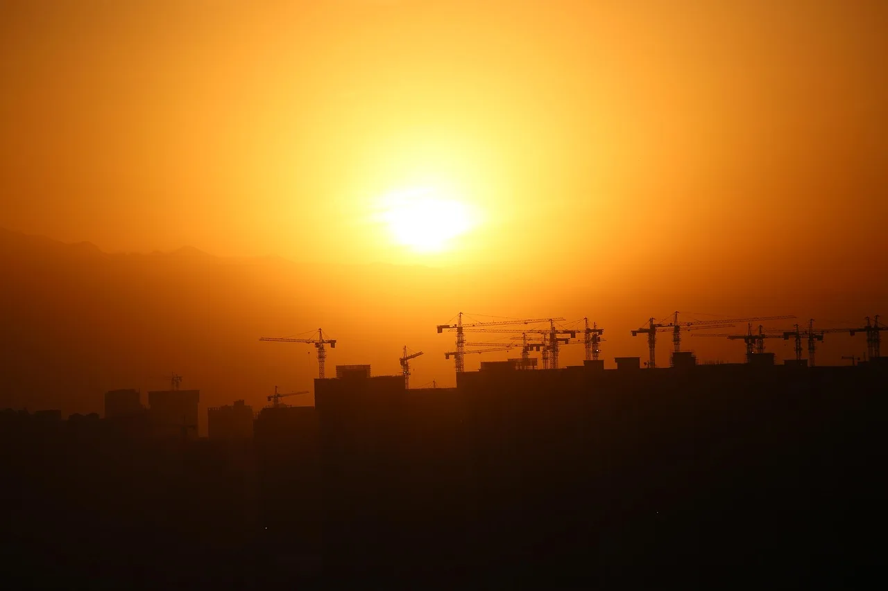 sunset, nature, building, construction, city, real estate. Reading Real Estate Email Marketing Benchmarks Without Fooling Yourself