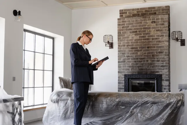 Professional woman inspecting property for real estate purposes with modern interior. 5 Things to Check Before Trusting Real Estate SEO Benchmarks